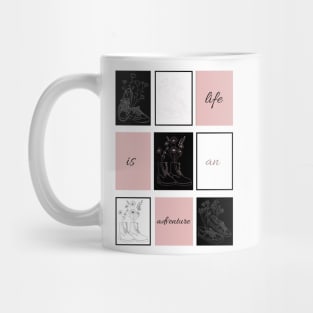 Cute pink black and white pattern with flower art Mug